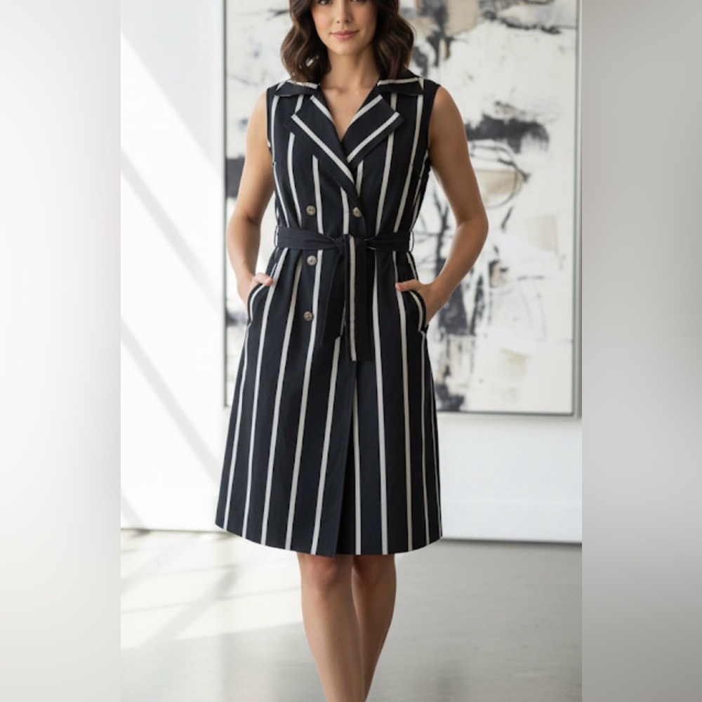 What not to wear Bussines striped shirt dress size medium cotton